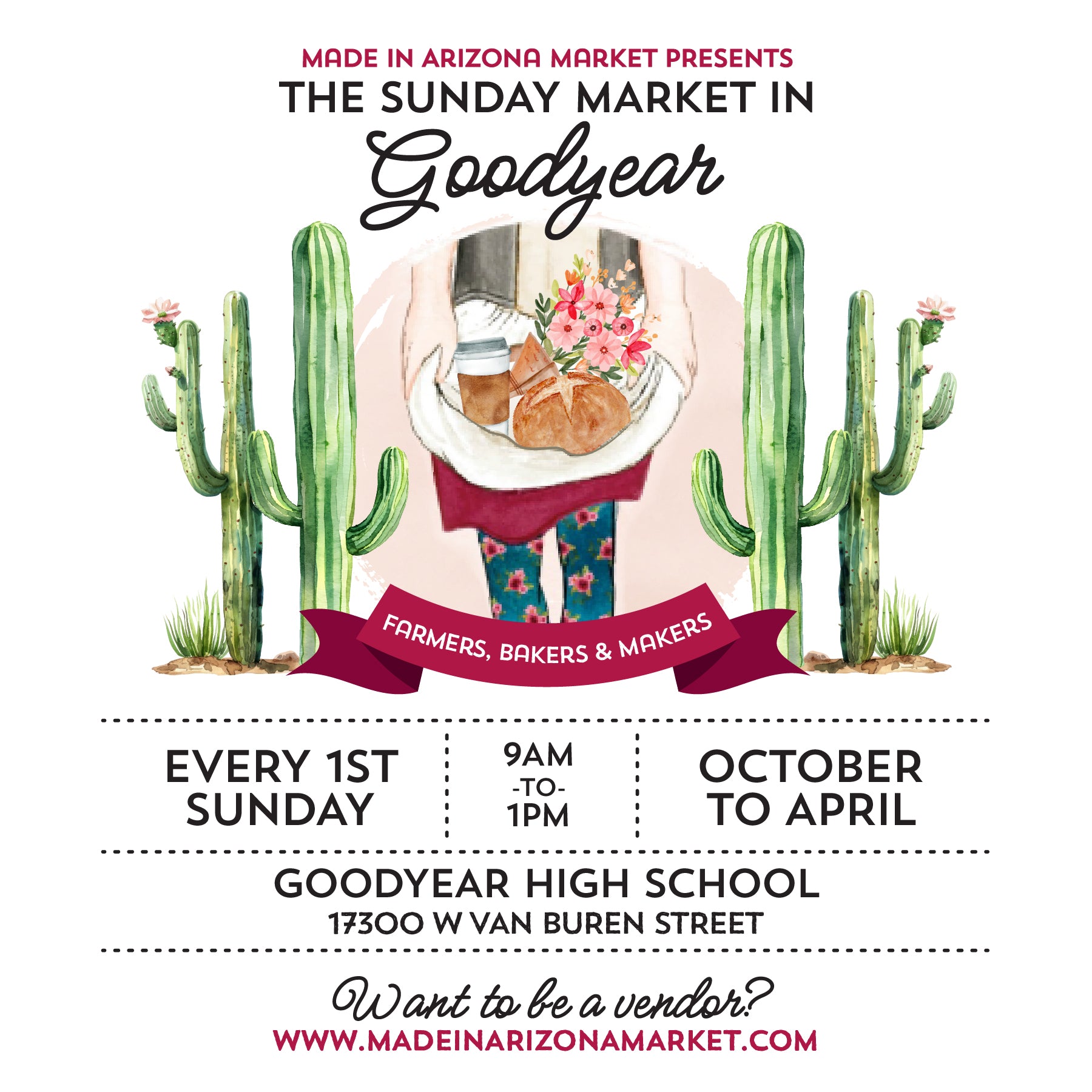Be a Vendor at our Goodyear's Market on October 4, 2026 for the Made in Arizona Market at the Goodyear High School
